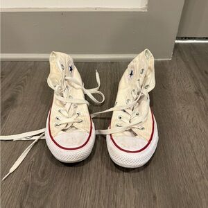 Converse Women’s High-Top Sneakers - Cream with Red Trim